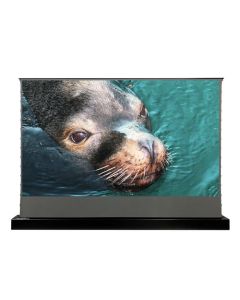 Vividstorm - 110" Floor Rising Obsidian Long Throw ALR Tension Screen for a Normal Projector and is Acoustically Transparent - White